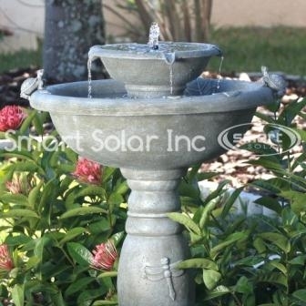 Gray Weathered Stone Country Gardens Fountain | Smart Solar