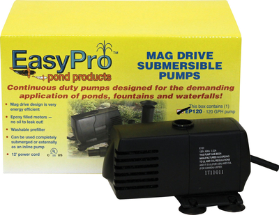 EP120 120 GPH Submersible Mag Drive Pump with Volcano and Waterbell Nozzle | EasyPro