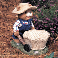 Image Bear With Wheelbarrow Planter